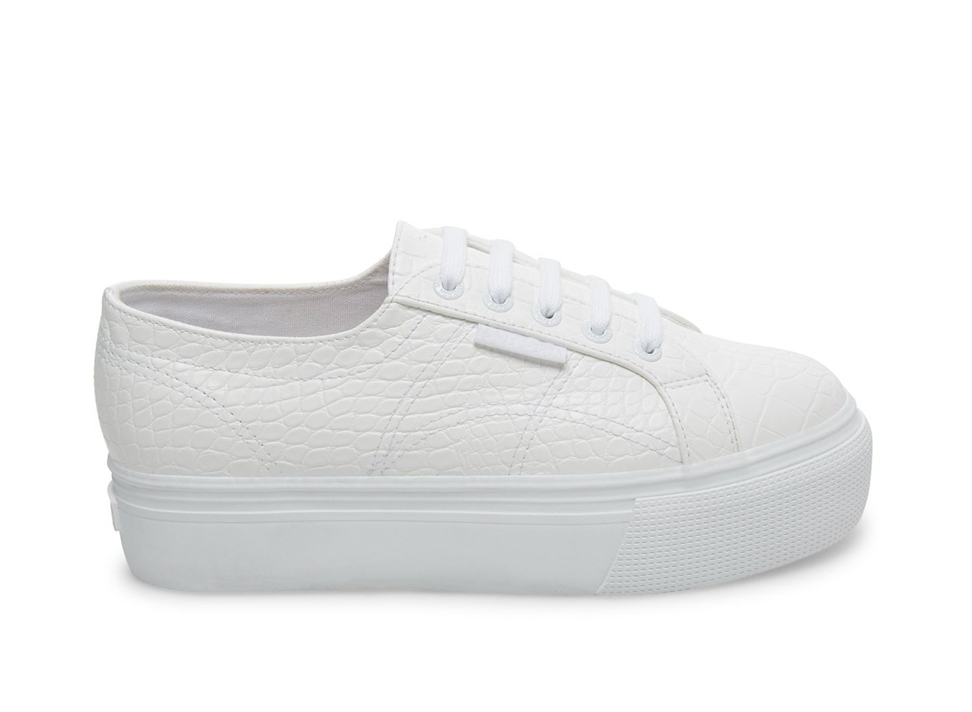 Superga Platform Womens - 2790 Syntcrocodile Woven - White - BVMCZ8249